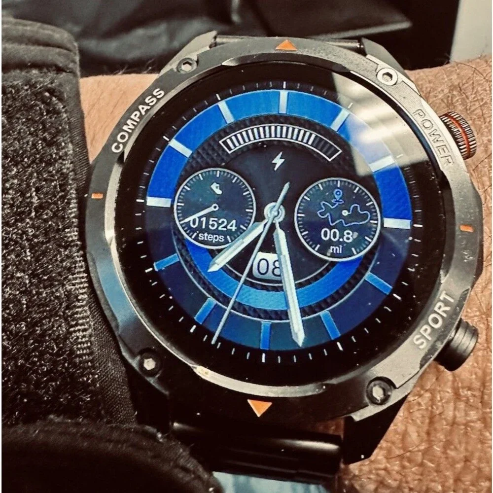 Large Smart Watch for Men Fitness Tracker: Bluetooth Waterproof 1.98 inch Black